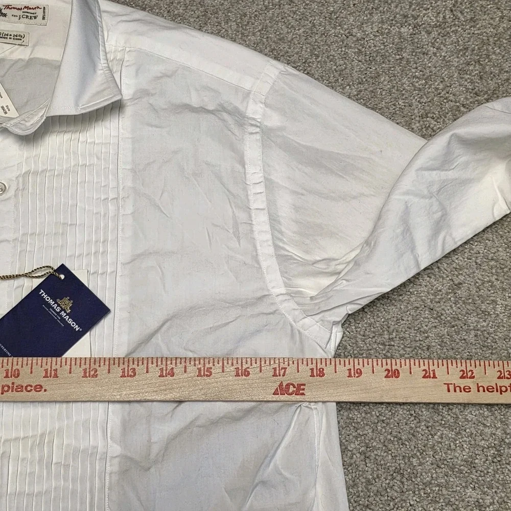 J. Crew Ludlow Pleated Bib Tuxedo Shirt Mens S Formal Event White Thomas Mason